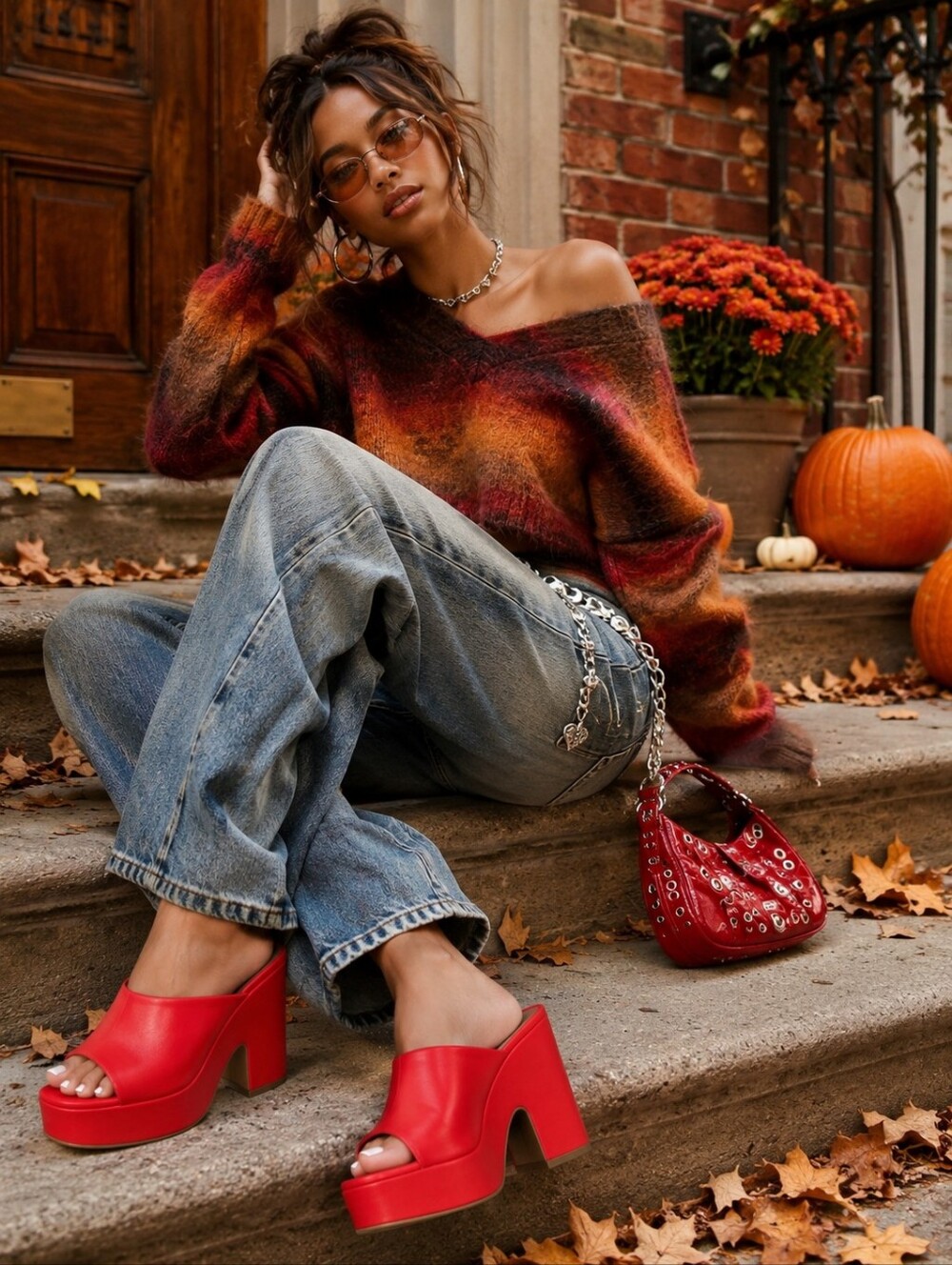 Steve Madden OBJECTTIVE Red Platform Wedge Mules | 8.5M EUC - Picture 2 of 7